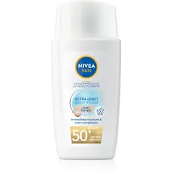 NIVEA SUN Ultra Light leichtes getöntes Fluid SPF 50+ Farbton Light 40 ml