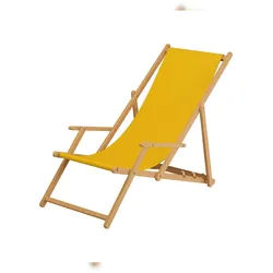 Erst-Holz Strandstuhl gelb Gartenliege Strandliege Deckchair Tisch Kissen Liegestuhl Holz hell 10-302NTKD