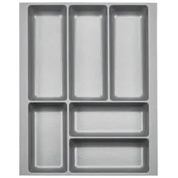 SO-TECH® Besteckeinsatz Orga-Box 2 silbergrau Canvas Leinwand Struktur für Nobilia, Besteckeinsatz 359 mm Breite, Silbergrau grau|silberfarben 35.9 cm x 5.05 cm x 46.1 cm