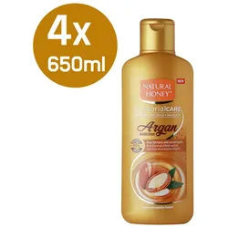 Natural Honey Duschgel Elixir Argan Addiction Pflegedusche Shower Gel mit Arganöl 650ml, - 4erPack