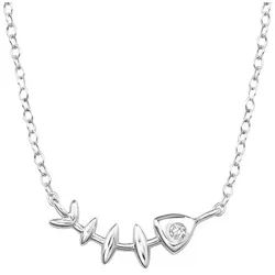 Order & Smile Schmuck Kette mit Anhänger Kette mit Anhänger „Fischgräte“: Halskette aus Silber 925, gestempelt silberfarben