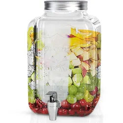 Intirilife Getränkespender 4 Liter aus Glas mit Zapfhahn - 16 x 25.5 cm - Wasserspender Saftspender Limonadenspender Glasbehälter für Getränke