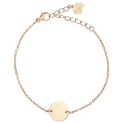 Hey Happiness Armkette Damen Kreis Anhänger, 18K Gold Roségold, Edelstahl Armband Geo Platte, wasserfest rosa