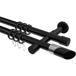 GARDINENSTANGE Prestige Verano 320 cm (geteilt in 2 x 160 cm), 2-läufig, 20 mm Ø Schwarz