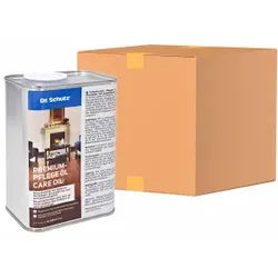 Dr. Schutz® Premium Pflegeöl, Tiefenwirksames Holzpflegeöl auf Basis von Pflanzenölen und Carnaubawachs, 1 Karton = 4 Flaschen à 1000 ml