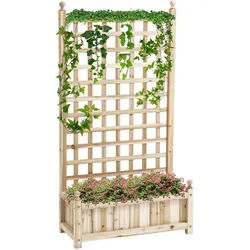 Outsunny Hochbeet, Tannenholz, Naturholz , Naturfarben , Holz , 28x120x64 cm , Gartenzubehör, Hochbeete