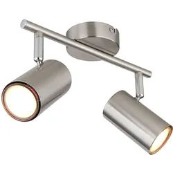 Deckenleuchte 2 flammig Wohnzimmerlampe Spotleuchte silber Deckenlampe beweglich, 2x GU10 Fassung, LxBxH 25x10x13,5 cm
