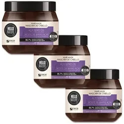 Hello Nature Haarmaske Acai Beere Haarkur Haar Repair Regeneration Intensivpflege Bio Vegan, 3-tlg., Haarmaske, Haarkur, Pflege, Hello Nature