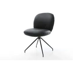 Drehstuhl Nube-Flex Echt-Leder Schwarz Kreuzgestell konisch Schwarz 180° drehbar Taschenfederkern