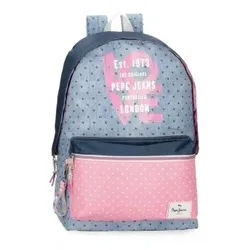 Pepe Jeans für Mädchen. 6822321 Noni Denim Rucksack 42 cm blau, rosa (OSFA), Lässig, Mehrfarbig, Polyester, Kinderbekleidung