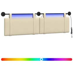 vidaXL Bett Hängendes Kopfteil Mit LED Licht Creme Stoff (1-tlg)