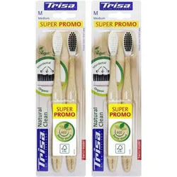 Trisa 2 Medium Zahnbürsten Natural Clean