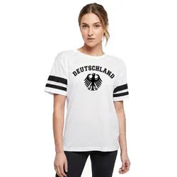 coole-fun-t-shirts Print-Shirt Deutschland Damen WM 2026 Fan T-Shirt Schwarz Weiß Oversize Mesh Trikot Deutschland Damen weiß S