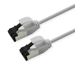 ROLINE U/FTP Patchkabel Cat.8 (Class I), slim LAN-Kabel, RJ-45 Männlich (Stecker), RJ-45 Männlich (Stecker) (300.0 cm), LSOH, Litzendraht weiß