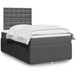 vidaXL Boxspringbett, Boxspringbett mit Matratze Dunkelgrau 120x190 cm Stoff