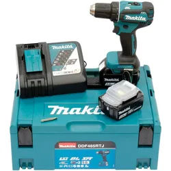 Makita Akku-Bohrschrauber DDF485RTJ, max. 1900 U/min, inkl. 2 Akkus 18V/5Ah, Ladegerät und Koffer blau|schwarz