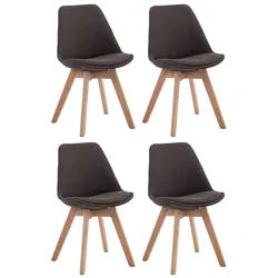 CLP 4er Set Retrostühle Borneo V2 Mit Stoffbezug Und Hochwertiger Polsterung I Lehnstühle Mit Holzgestell