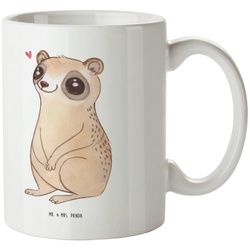 Mr. & Mrs. Panda Kinderbecher Plumplori Glücklich - Weiß - Geschenk, Kunststoffgeschirr, Tiermotive, Kunststoff, Kindgerecht weiß