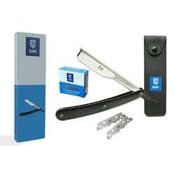 SMI Rasiermesser Rasiermesser Wechselklinge Mit 100 premium Qualität Rasierklingen, Wechselklinge 100 mit Etui schwarz