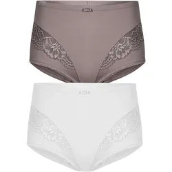 Miederslip SUSA "2er Pack Miederslip London", Damen, Gr. 38, bunt (frosty lavender weiß), Stoff, Obermaterial: 75% Polyamid PA. 25% Elasthan EL., Unterhosen