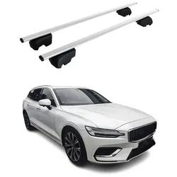 OMAC Dachträger Gepäckträger für Volvo V60 2017-2023 Grundträger ABE Metall Silber (2-St), Wasserbeständig,Abnehmbar,Multifunktional,Leichtgewichtig grau|silberfarben