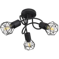GLOBO LIGHTING LED Deckenleuchte, Leuchtmittel inklusive, Warmweiß, Decken Strahler Retro Käfig Lampe schwarz Wohn Zimmer Spot Leuchte- schwarz