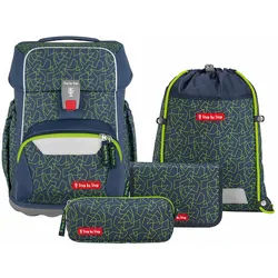 Step by Step BASIS Schulranzen 4-teiliges Set Green Geometric