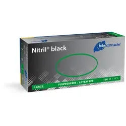 Meditrade Nitril® black Untersuchungs- und Schutzhandschuhe, Latexfreie Einmalhandschuhe aus Nitrilbutadienkautschuk, 1 Packung = 100 Stück, Größe L