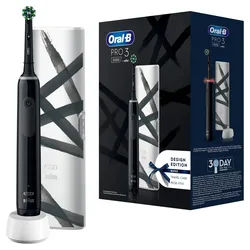 Oral-B - Elektrische Zahnbürste 'Pro 3 + Reiseetui Streifen Design' in Schwarz 1 St