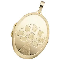 JOBO Medallionanhänger Anhänger Medaillon oval, 585 Gold gelb|goldfarben