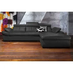 Ecksofa EXXPO - SOFA FASHION "Salerno, Funktionssofa, Breite 280cm, hoher Sitzkomfort, L-Form", schwarz, B:280cm H:77cm T:170cm, Microfaser-Primabelle (100% Polyester);NaturLEDER;Kunstleder;Lederfaserstoff;Luxus-Microfaser Lederoptik, Sofas, Ecksofa, inkl. Kopf- und Armteilverstellung, wahlweise mit Bettfunktion