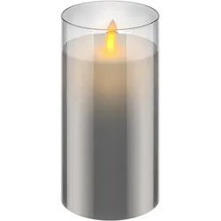 Goobay LED-Echtwachs-Kerze im Glas, 7,5 x 15 cm - wunderschöne und sichere Lichtlösung für viele Bereiche wie Haus und Loggia, Büros oder Schulen