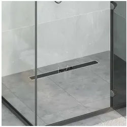 vidaXL Duschablauf, Duschabfluss mit Glasabdeckung Schwarz 70 cm Edelstahl 304 schwarz