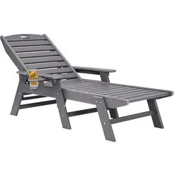 VEVOR Sonnenliege Liegestuhl Relaxliege Strandliege Liege HDPE bis 204kg Grau