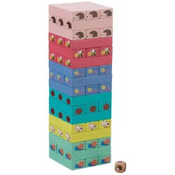 Relaxdays Wackelturm , Multicolor , Holz , 7.5x7.5 cm , Spielzeug, Lernspiele