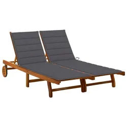 vidaXL Gartenliege 200 x 123 x 85 cm Doppelliege Gartenliege 2-Personen Sonnenliege Rolll grau