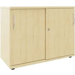fm Büromöbel Schiebetürenschrank 100 cm extrabreit 2 OH beige, 100x76.3x44.2 cm