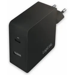 LOGILINK USB-Lader PA0213, 2-fach, 65 W, 1xUSB-A, 1xUSB-C, schwarz
