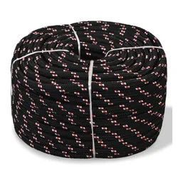 vidaXL Seil Bootsseil Polypropylen 16 mm 50 m Schwarz (1-tlg) rot|schwarz
