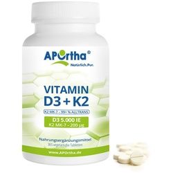 APOrtha® Vitamin D3 5.000 IE + Natto K2 Mk-7 Cyclo® 200 μg Tabletten 365 St