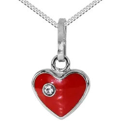 OSTSEE-SCHMUCK Kette mit Anhänger Ostsee-Schmuck Kette mit Anhänger kleines Herz (2-tlg) rot 45 cm