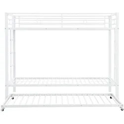 Oxeza Etagenbett 90/200 cm Weiß mit Ausziehbett 90/190 cm , Metall , Mode , Rechteckig , 90x200 cm , Babymöbel & Kindermöbel, Kinderzimmer & Jugendzimmer, Stockbetten