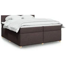 vidaXL Boxspringbett, Boxspringbett mit Matratze Dunkelbraun 200x200 cm Stoff