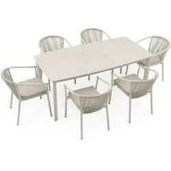 Idimex Gartenmöbelset Tavolo , Creme , Textil, Metall , Mode , Gartenmöbel, Gartenmöbel-Sets