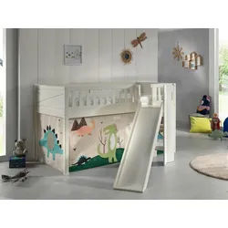 Mid.you Spielbett , Weiß , Holz , Kiefer , Dinosaurier , Höhe ca. 20 cm , 90x200 cm , Babymöbel & Kindermöbel, Kinderzimmer & Jugendzimmer, Kinderbetten, Spielbetten