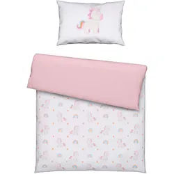Patinio Babybettwäsche , Multicolor, Rosa, Weiß , Textil , Einhorn , 100x135 cm , Oeko-Tex® Made IN Green , saugfähig, schadstoffgeprüft , Schlafen, Babybettausstattung, Babybettwäsche