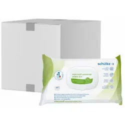 Schülke mikrozid® universal wipes 2in1 Desinfektionstücher, Plastikfreie Vliestücher zum Reinigen und Desinfizieren von Oberflächen, 1 Karton = 12 Softpacks à 57 Tücher, Maße: 20 x 18 cm