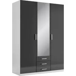 priess Kleiderschrank Amsterdam, viel Stauraum durch viele Schubkästen mit oder ohne LED-Beleuchtung schwarz 140 cm x 193 cm x 56 cm