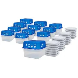 Spetebo Luftentfeuchter 12x Luftentfeuchter Box inkl. 24x Granulat Beutel, Raumentfeuchter mit Auffangschale und Nachfüllbeutel weiß