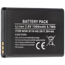 Akku passend für Nokia 8110 4G 2017, BV-6A Li-Ion 3,8 Volt 53,2 x 38,0 x 5,9mm